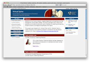 screen capture of Virtual Spine web page